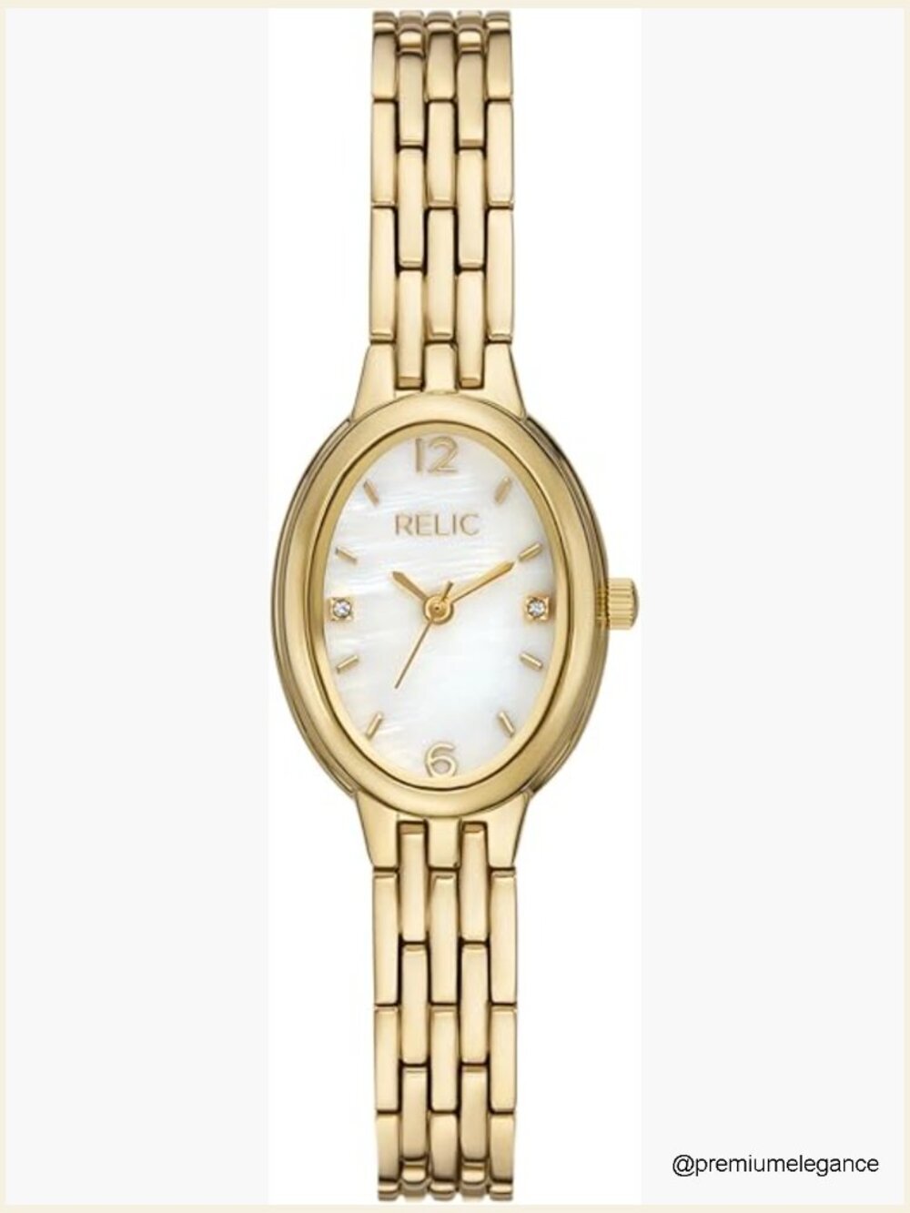 Womens Analog Dress Watch with White Mother-of-Pearl Dial Oval Case Scratch